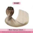 Pro2.0 Remy Clip in Extensions Real Human Hair Color #8/60 Ash Brown to Platinum Blonde Remy Clip in Hair Extensions Real Human Hair 18inch 120g Thick 7pcs Double Weft（#8/60-18inch）