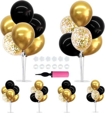 TONIFUL 6 Set Black Gold Balloon Stand Balloon Centerpieces by TONIFUL