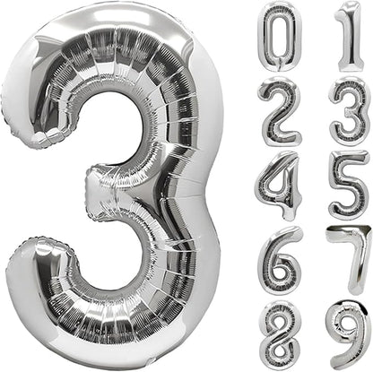 Number Balloons Silver Party Balloon by United-UnicornsParty