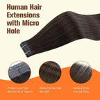 Full Shine Tape in Hair Extensions Human Hair Color 2 Dark Brown 30G Tape Extensions Remy Hair 20Pcs 12Inch Invisible Tape in Extensions No Clips for Daily Wear Seamless Glueless Straight Party