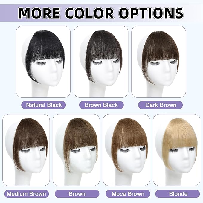 Wispy Bangs Hair Clip, 100% Human Hair Clip In Dark Brown Bangs for Women, Soft Layered Fake Bangs with Feathered Fringe, Easy Clip-On Design for Daily Wear & Halloween