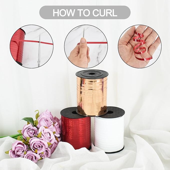 TONIFUL 500 Yards Shiny White Curling Ribbon Balloon String Gift Wrapping - Image 3