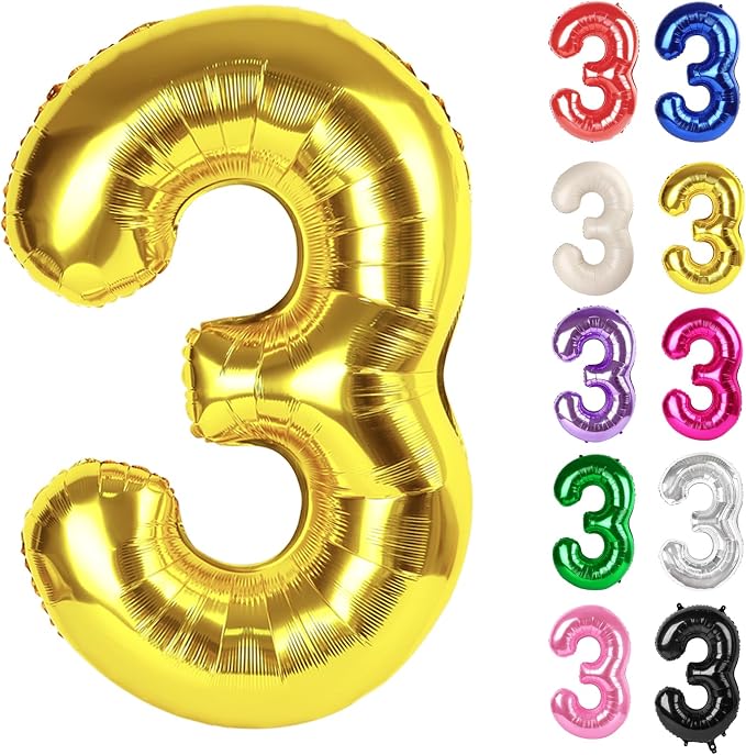 Gold Number 3 Balloon 40 Inch by IWERP