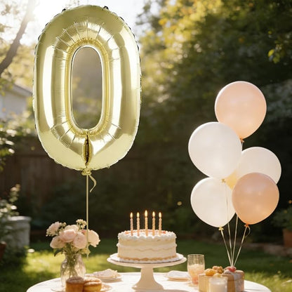 40 Inch Number 0 Balloons for Birthday Party Decorations, 0-100 Champagne Gold - Image 3