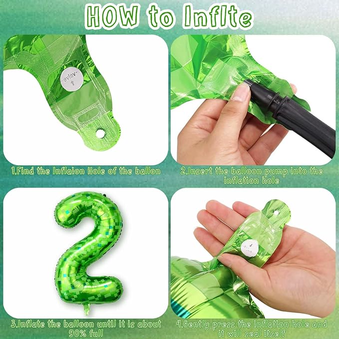 40 Inch Lime Green Pixel Number 12 Balloon, 12th Boy Gamer Party Supplies | - Image 4