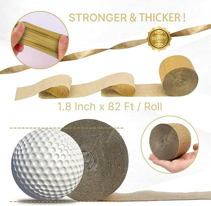 PartyWoo White Gold Ivory Sand White Crepe Paper Streamers 6 Rolls 492 FT | - Image 6