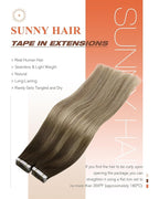 Sunny Hair Tape in Hair Extensions Human Hair Brown Balayage Blonde Tape in Extensions 14 Inch Real Hair Extensions Tape in 20Pcs 50g