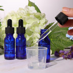 48 Pack 1/2 oz (15ml) Cobalt Blue Glass Bottles with Glass Eye Droppers for Essential Oils, Perfumes & Lab Chemicals (Brush, Funnels, 2 Extra Droppers, Labels & Measuring Cup Included)