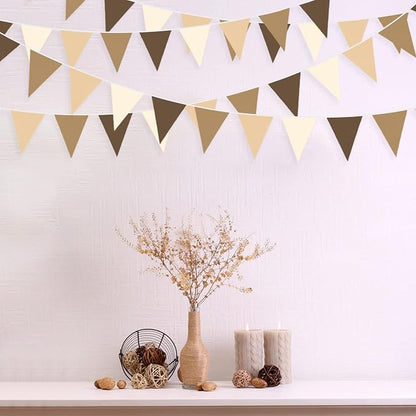 32Ft Brown Party Decorations Brown Pennant Banner Fabric Triangle Flag Bunting - Image 4