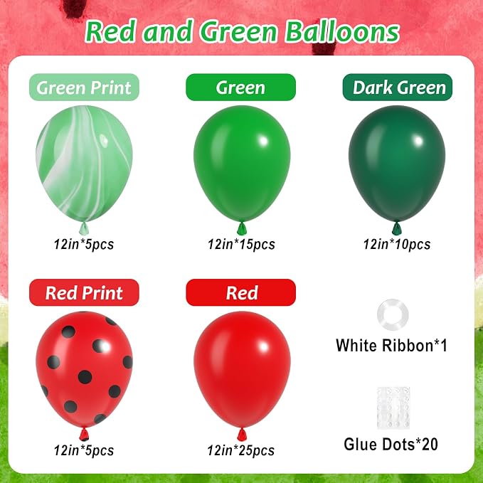 60pcs Watermelon Balloons 12inch - Image 2
