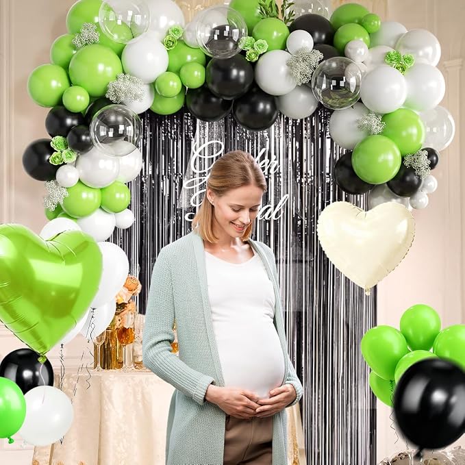 157Pcs Black White and Lime Green Balloons Garland Arch Kit - Image 4
