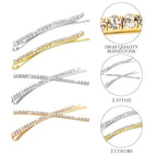 12 Pieces Rhinestone Bobby Pins Decorative Fancy Crystal Hair Clips Shiny Metal X Shaped Barrettes Bling Diamond Wedding Bridal Shower Hair Accessories for Women Ladies Girls (Gold, Silver)