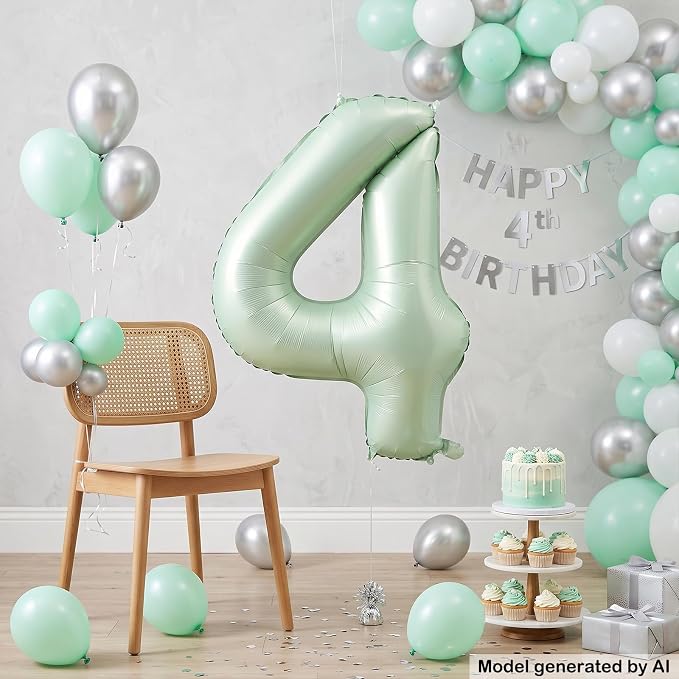 40 Inch Olive Green Number 4 Foil Balloon - Image 5
