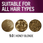 Schwarzkopf Keratin Permanent Hair Dye Cream, 9.0 Honey Blonde, Professional Quality Color for Up to 100% Gray Coverage, Bond Enforcing System