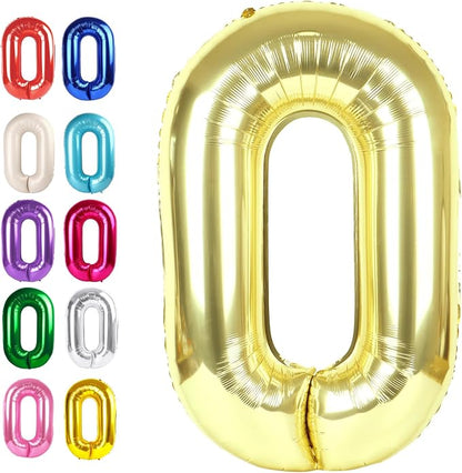 Light Gold Number 0 Balloon 40 inch, Balloon numbers party supplies, deco photo by Upgesy