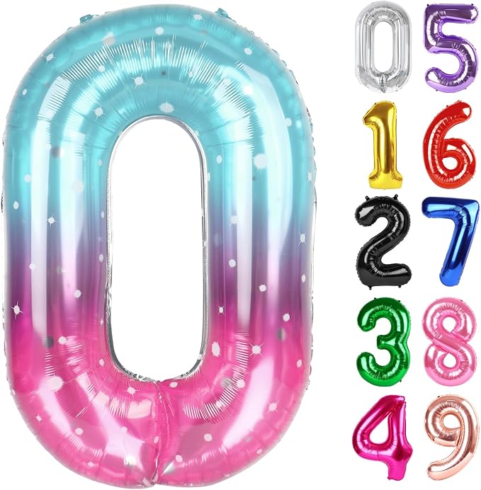 Starry Sky Number 0 Balloon 40 Inch, 0th Birthday Decorations Men Women | Foil by IWERP