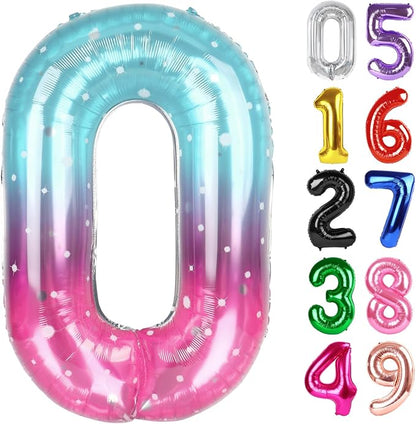 Starry Sky Number 0 Balloon 40 Inch, 0th Birthday Decorations Men Women | Foil by IWERP
