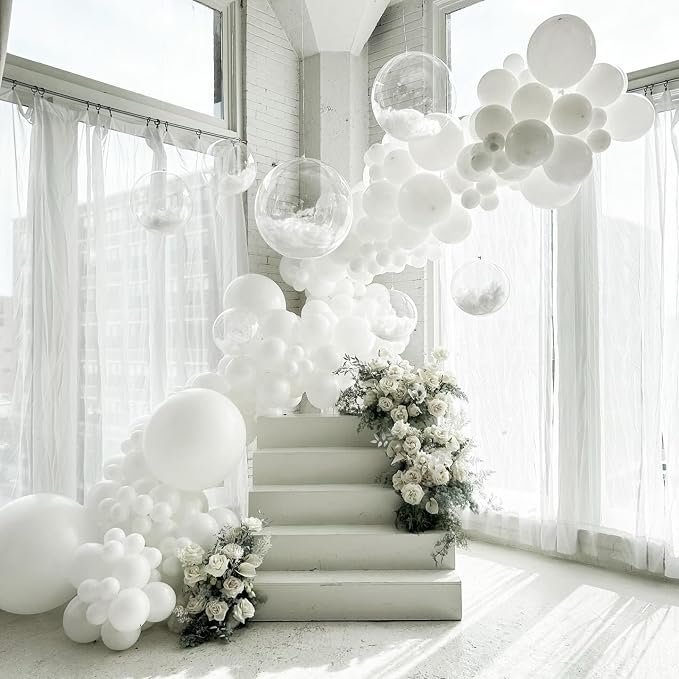 White Latex Balloons, Graduation, Baby Shower, Valentines, Wedding Party - Image 6