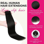 Lashey Hair Extensions Real Human Hair Light Yaki Straight 7pcs 120g Clip in Hair Extensions for Women 22 Inch Long 100% Remy Human Hair