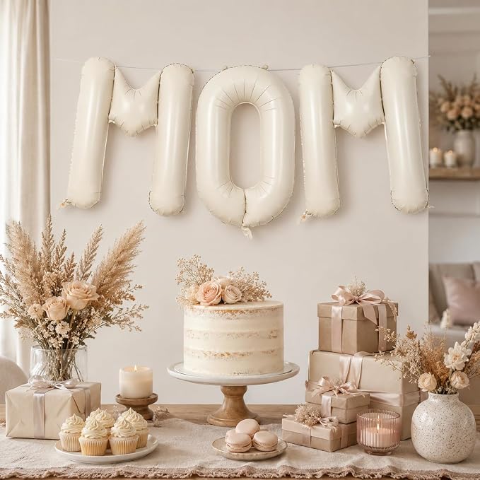 Cream M Letter Balloons, 40 Inch Letter M Balloon Beige, Helium Custom Letter - Image 5