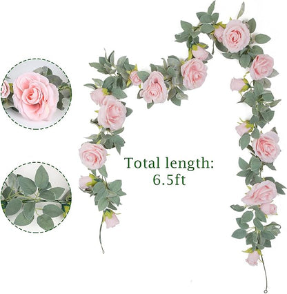 TELDRASSIL 4Pcs Artificial Rose Vine Fake Flower Garland Fake Silk Rose Hanging - Image 2
