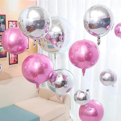 PartyWoo Pearl Pink Large Round Giant 4D Jumbo Foil Balloons 6pcs 22 Inch | 22 - Image 2