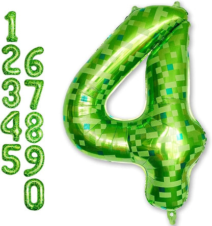 Number 4th Birthday Balloon Lime Green Pixel, 40 Inch Large Dark Kelly Green by Froova