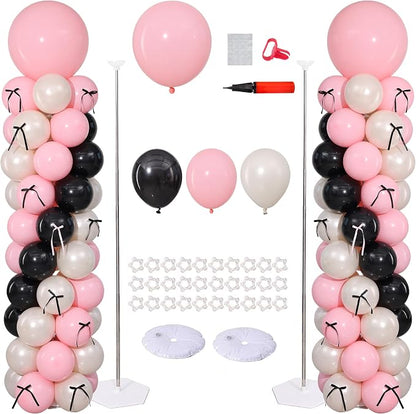 Pink Black Balloon Column Stand Set of 2 by ZyloonDecoration