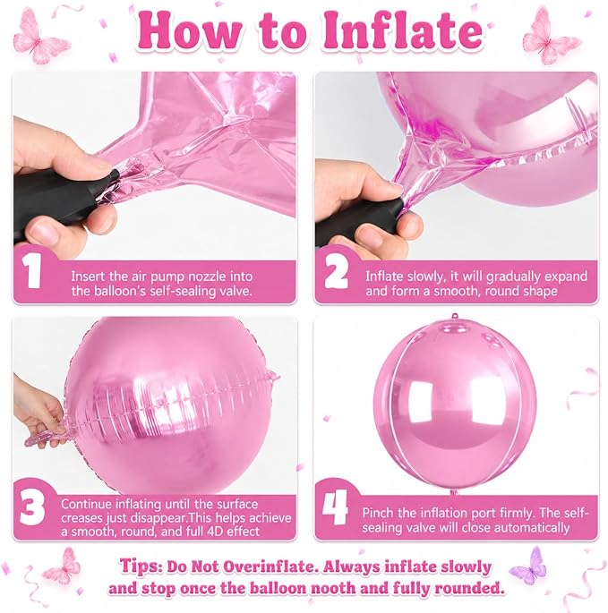 Biapian Pink and Purple Round Balloons Foil, Metallic Hot Pink Purple Balloons - Image 7