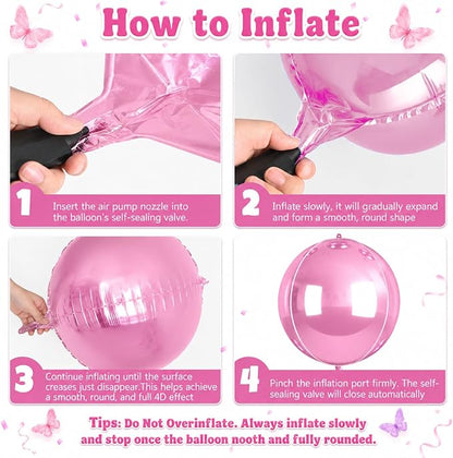 Biapian Pink and Purple Round Balloons Foil, Metallic Hot Pink Purple Balloons - Image 7