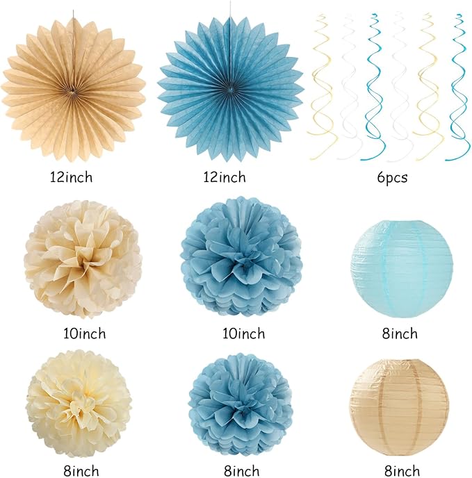 Light-Dusty Blue Beige-Champagne Bridal-Shower Party-Decorations - Image 3