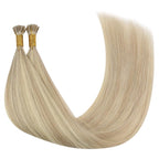 YoungSee I Tip Hair Extensions Human Hair Blonde I Tip Extensions Ash Blonde Highlight Bleach Blond Itip Human Hair Extension 14 Inch 80s 50g I-Tips Extension Remy Human Hair