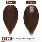 SEGO Real Human Hair Topper for Women, No Bangs Hair Topper with Anti-Slip Clips (18 Inches Medium Brown)