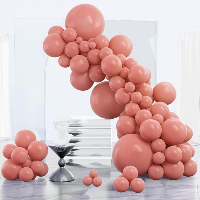 PartyWoo Dusty Pink Balloons 85pcs Dusty Rose Boho Netural Pink Color | by PartyWoo