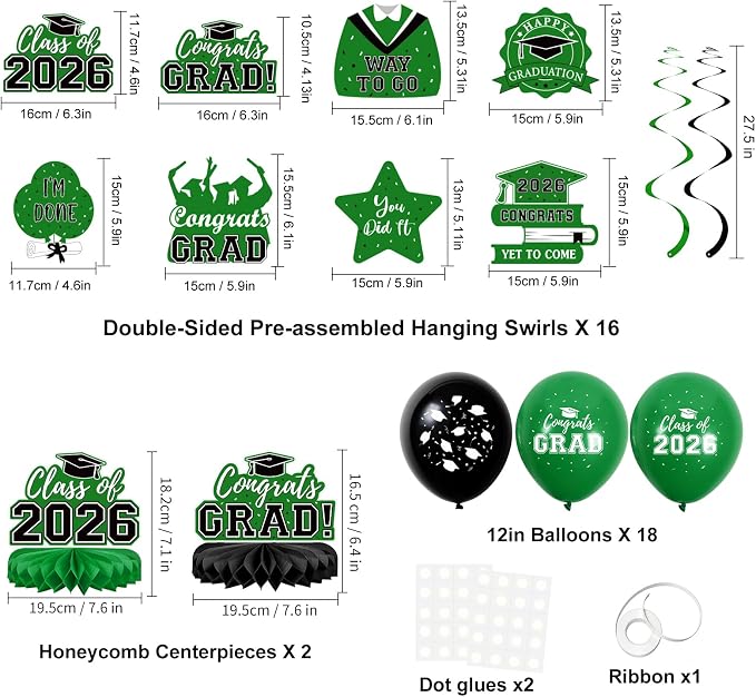 59Pcs Graduation Decorations 2026 Backdrop Balloons Banner Centerpiece Hanging - Image 3