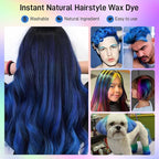 Blue Temporary Hair Dye,Temporary Hair Color Wax,Natural Washable Hair Dye Temp Hair Color for Women Men Kids Party Cosplay Halloween