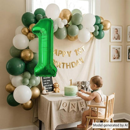 Green Number 1 Balloon 40 Inch, Foil Numeral - Image 7
