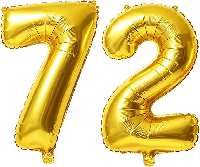 40 Inch Number 72 Balloons for 72nd Birthday Party Decorations, 0-100 Gold by FOBELEC