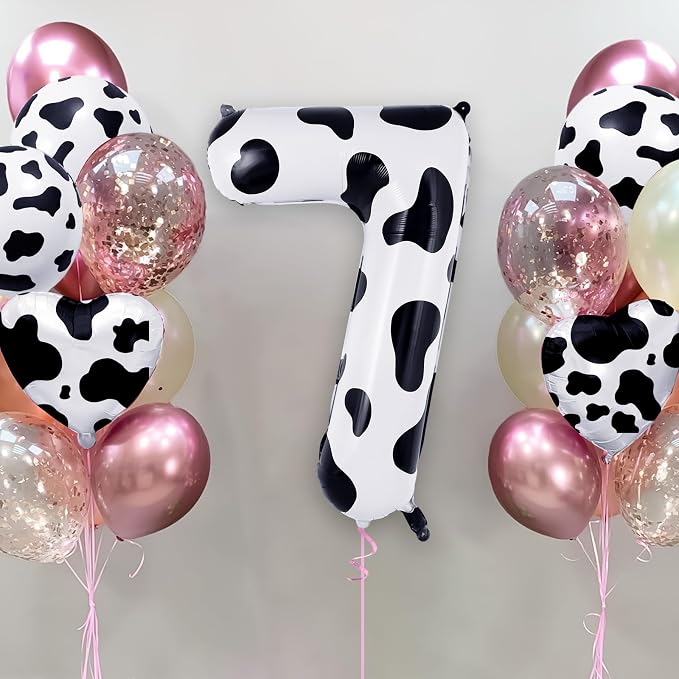 Cow Print Number 7 Balloon, Large 40 Inch Cow Number Birthday Balloons - Image 2