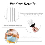 3pcs Hair Pick for Curly Hair, Stainless Steel Wide Tooth Detangling Comb Metal Afro Pick Comb with PP Handle for Curly Haircomb, Braids, Wigs Black