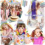Colored Braids Hair Extensions with Rubber Bands Rainbow Braided Synthetic Hairpieces Ponytail Hair Accessories for Women Kids Girls Party Highlights Cosplay Dress Up (12PCS A Style)