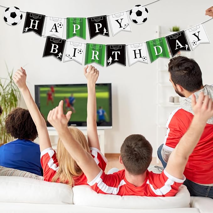 Soccer Happy Birthday Banner Bunting Garlands Sign Soccer Birthday Party - Image 5