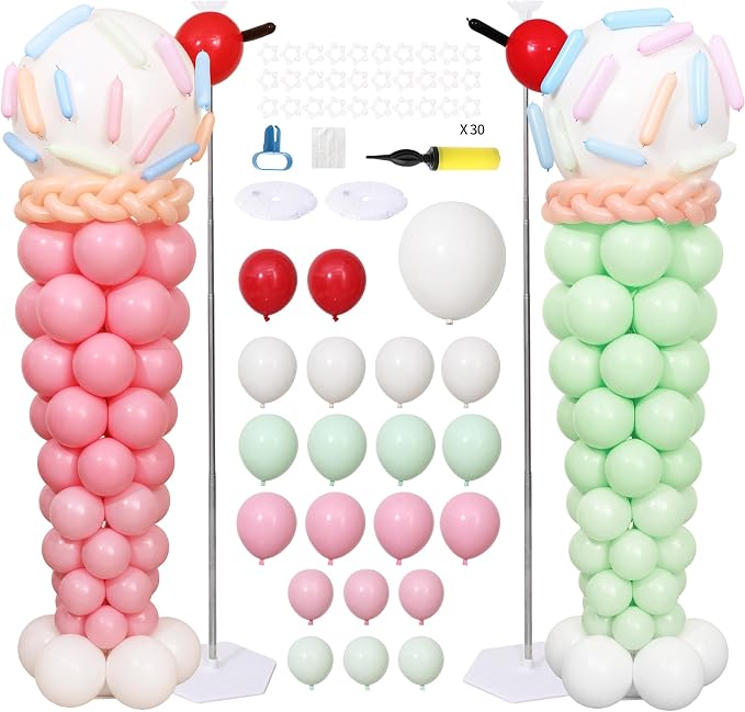 KIRIN Ice Cream Balloon Column Stand Kit Set of 2, 7 Feet Height Ice Cream by KIRINDECORATION