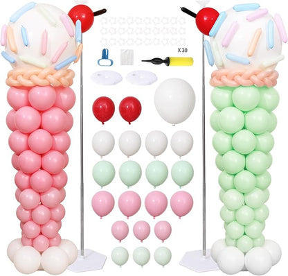 KIRIN Ice Cream Balloon Column Stand Kit Set of 2, 7 Feet Height Ice Cream by KIRINDECORATION