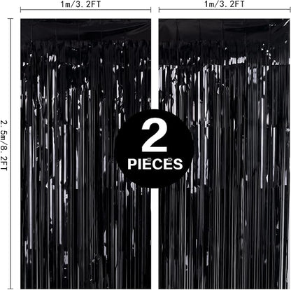 PIGETALE 2 Pack Black Foil Fringe Backdrop, 3.2 x 8.2 ft | Thicker 23 Micron PET - Image 3