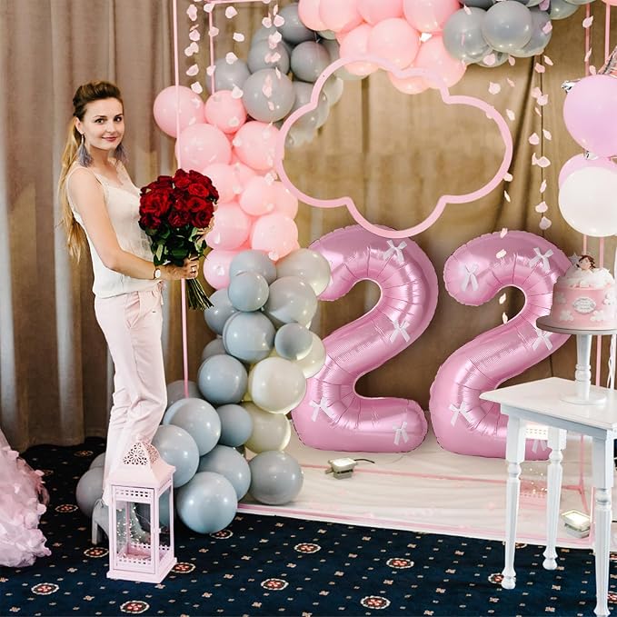 40 Inch Number Balloons with Bow Coquette Birthday Decorations Giant Number 1 - Image 4