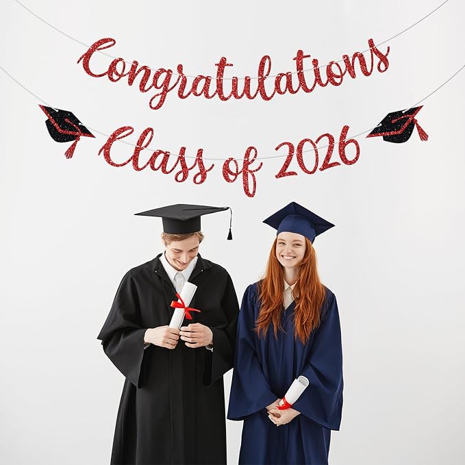 Congratulations Class of 2026 Banner, Congrats Grad Party Decor, 2026 - Image 5