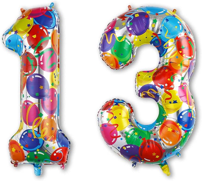40 Inch Rainbow Balloon Number 13 Balloons, Official Teen 13th Bday Decor | 40" by Unknown
