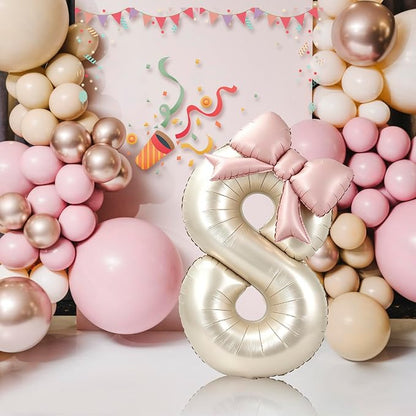 40 Inch Cream Number 8 Balloon - Image 5