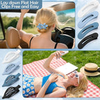10 Pcs French Flat Hair Clips for Women, 3 Styles Blue Flat Claw Clips Strong Hold No Slip Matte Hair Claw Clips for Thin Thick Hair